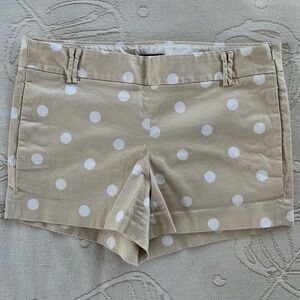 J. Crew Beige and White Polka Dot Cotton Shorts